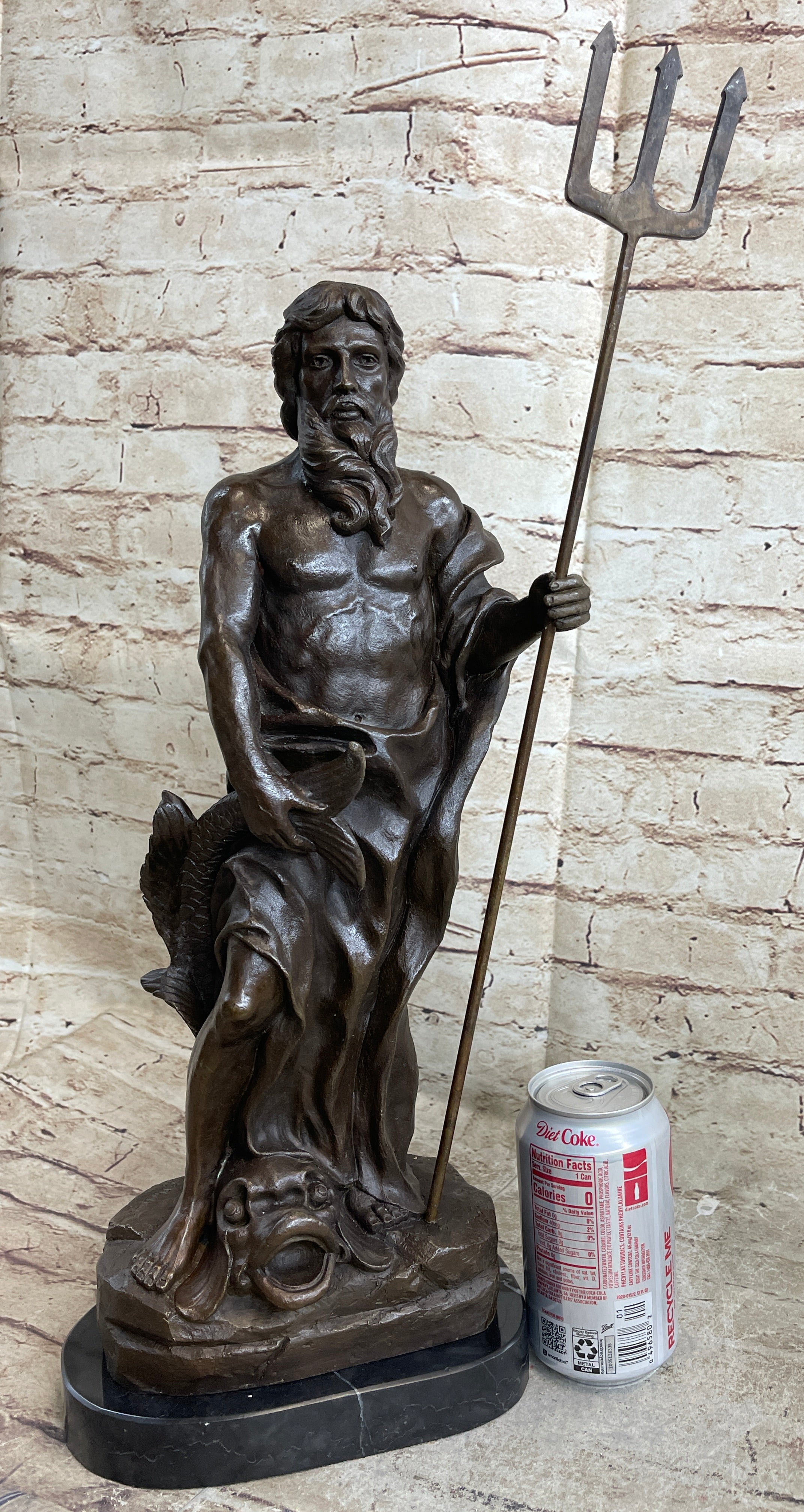Atlantis POSEIDON Neptune Sea Greek God Marine Ocean Art Bronze Marble Statue
