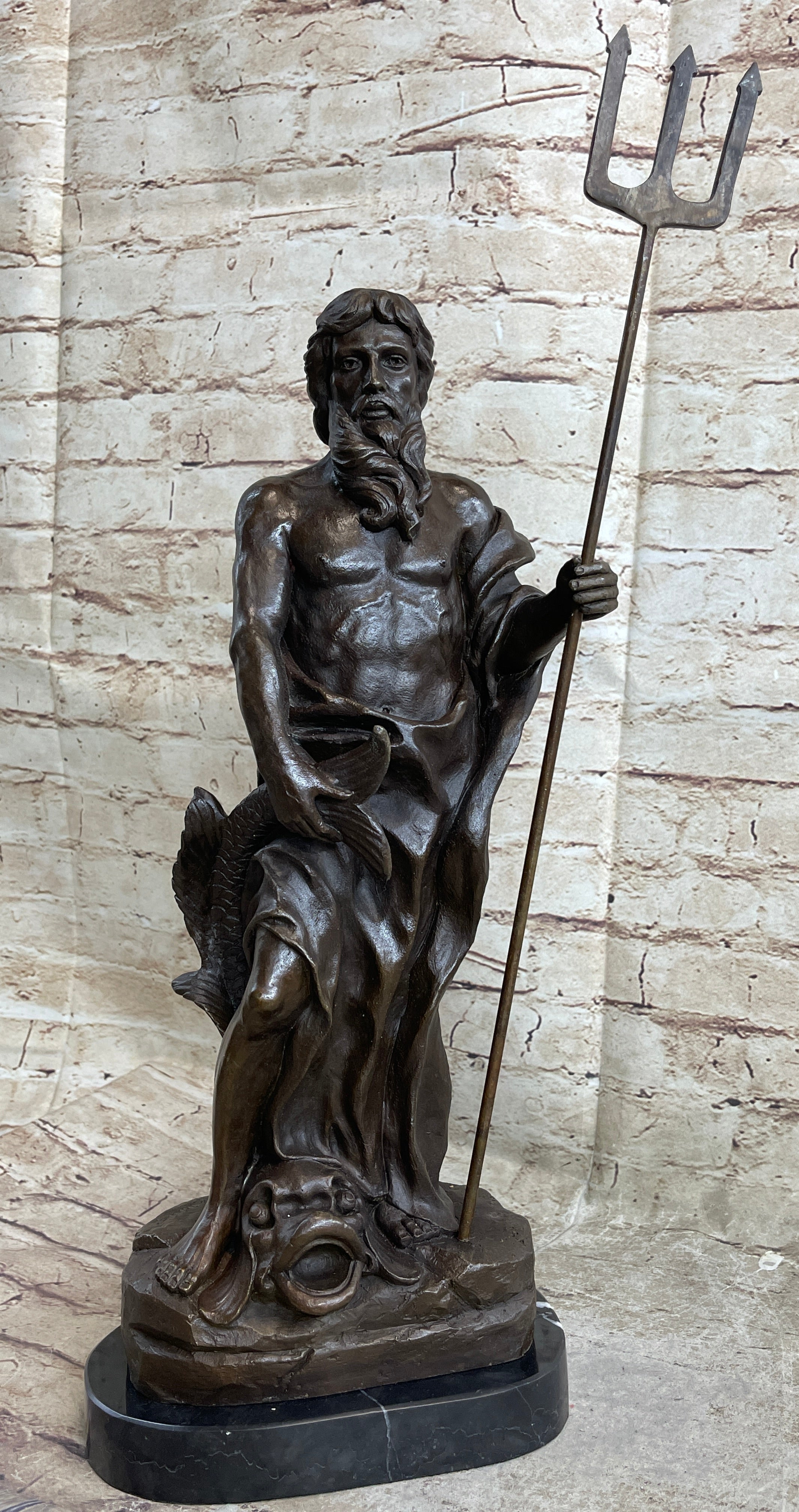 Atlantis POSEIDON Neptune Sea Greek God Marine Ocean Art Bronze Marble Statue