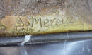 Signed Mercie Nude Boy Riding Turtle Bronze Sculpture Marble Base