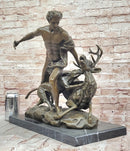 Hercules & Ceryneian Hind Deer Greek Mythology Bronze Sculpture