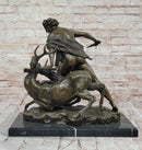 Hercules & Ceryneian Hind Deer Greek Mythology Bronze Sculpture