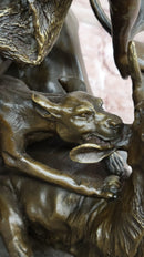 Hercules & Ceryneian Hind Deer Greek Mythology Bronze Sculpture
