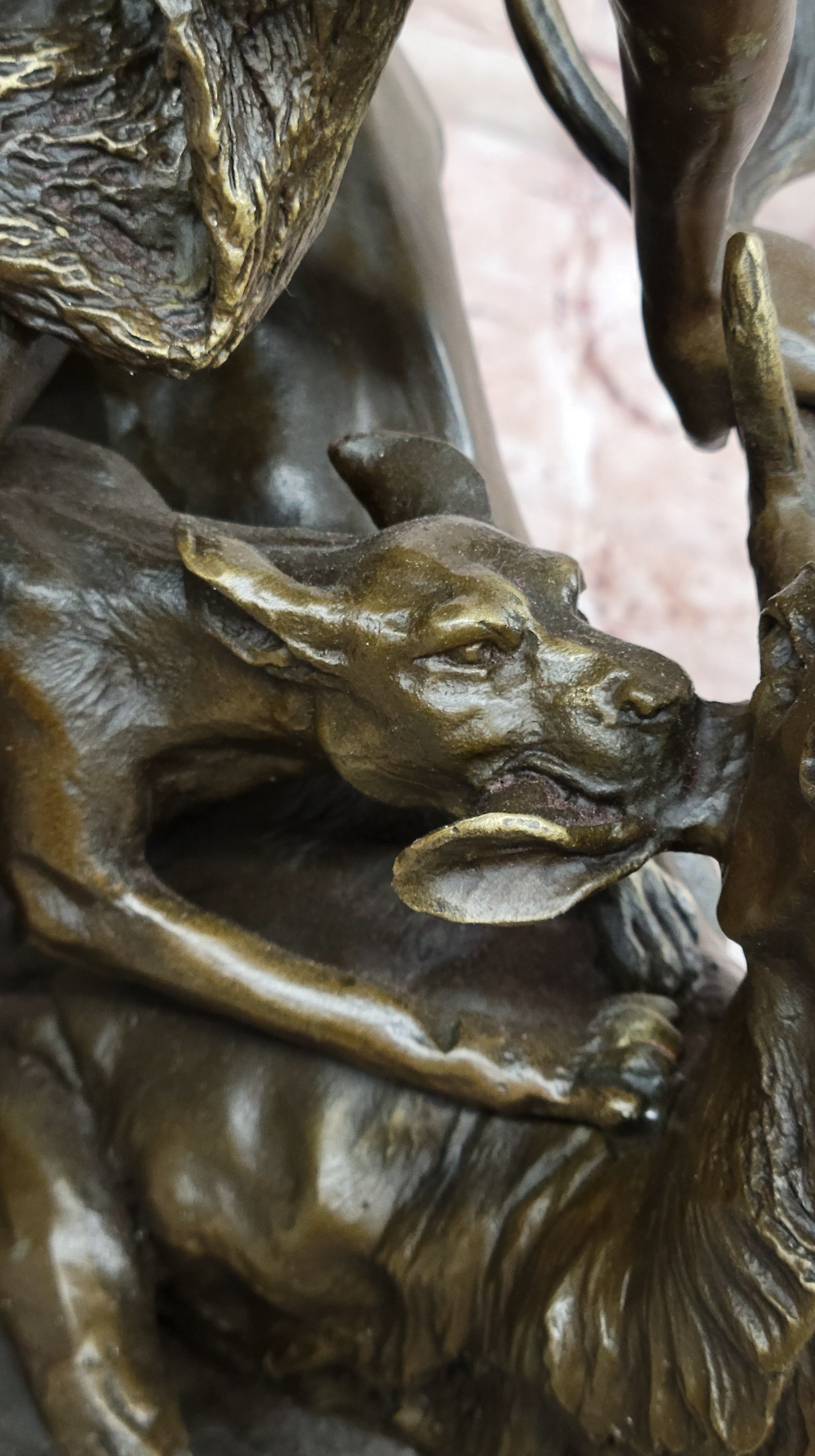 Hercules & Ceryneian Hind Deer Greek Mythology Bronze Sculpture