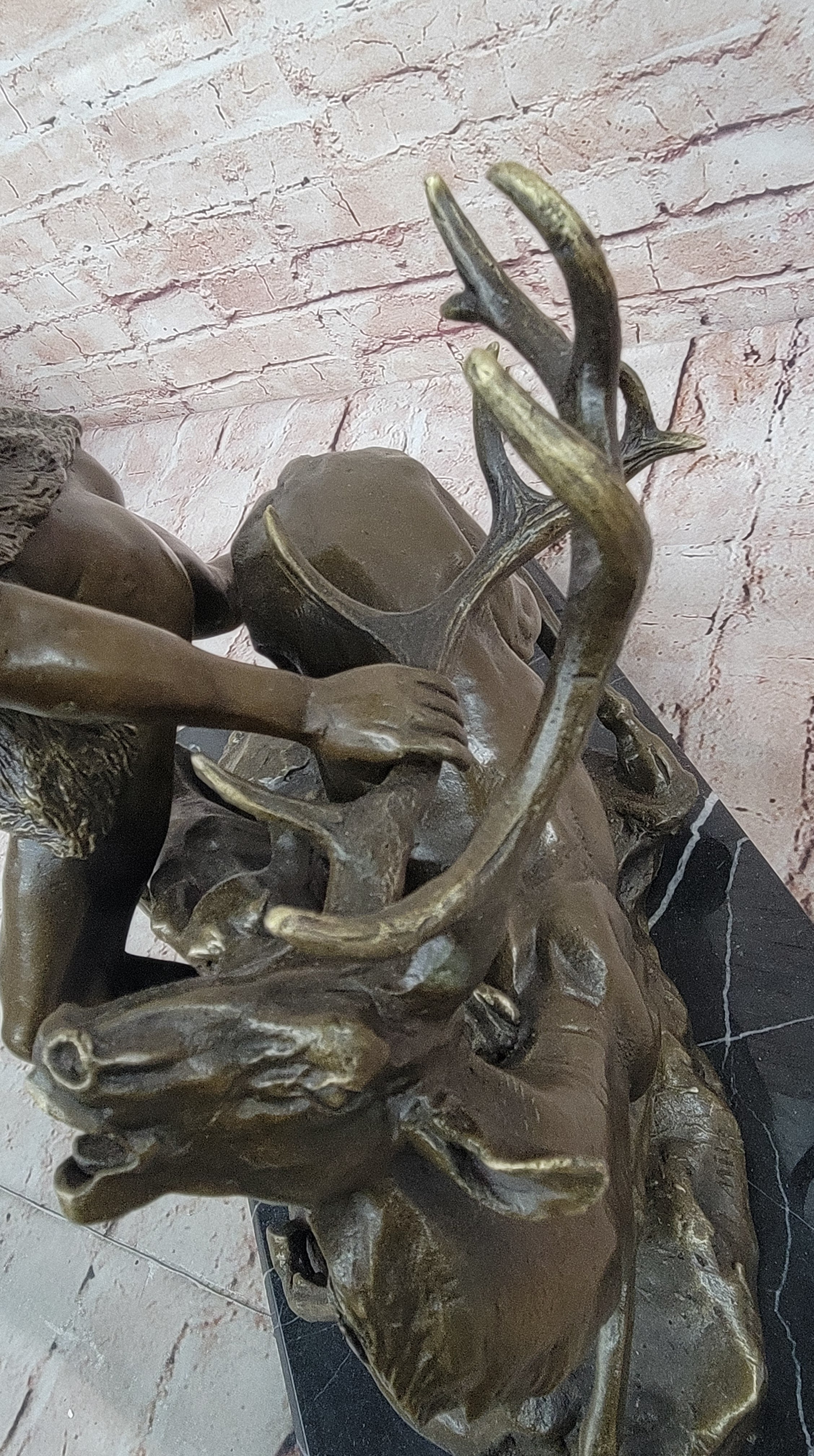 Hercules & Ceryneian Hind Deer Greek Mythology Bronze Sculpture