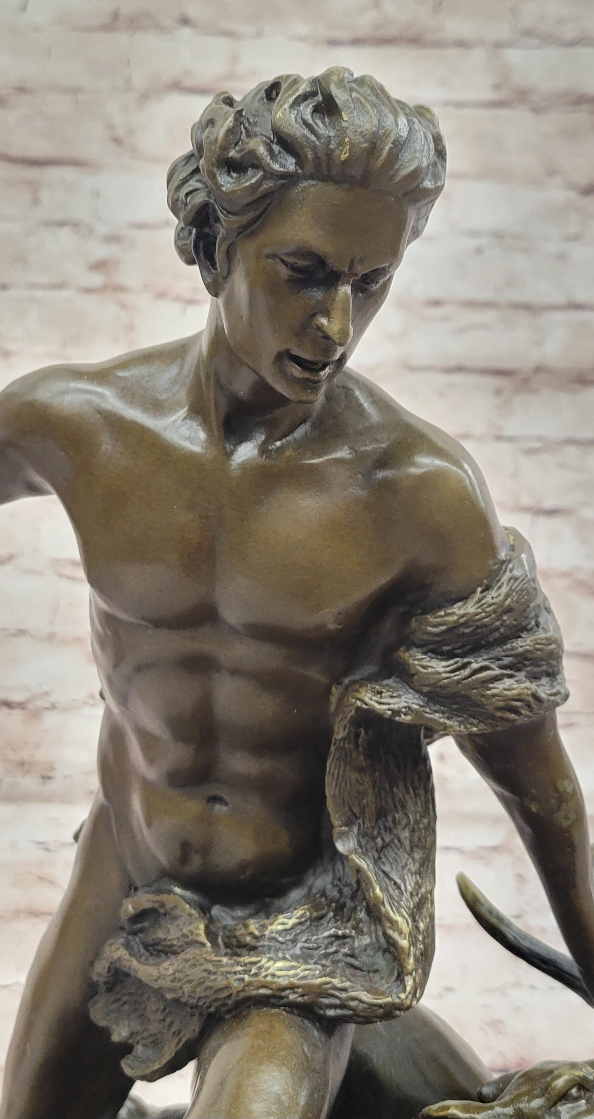 Hercules & Ceryneian Hind Deer Greek Mythology Bronze Sculpture