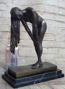 Vitaleh Nude Girl w/ Long Hair Bronze Sculpture Art