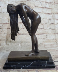 Vitaleh Nude Girl w/ Long Hair Bronze Sculpture Art