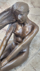 Vitaleh Nude Girl w/ Long Hair Bronze Sculpture Art