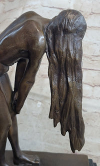 Vitaleh Nude Girl w/ Long Hair Bronze Sculpture Art