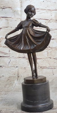 Signed Preiss Young Ballerina Bookend Bronze Sculpture