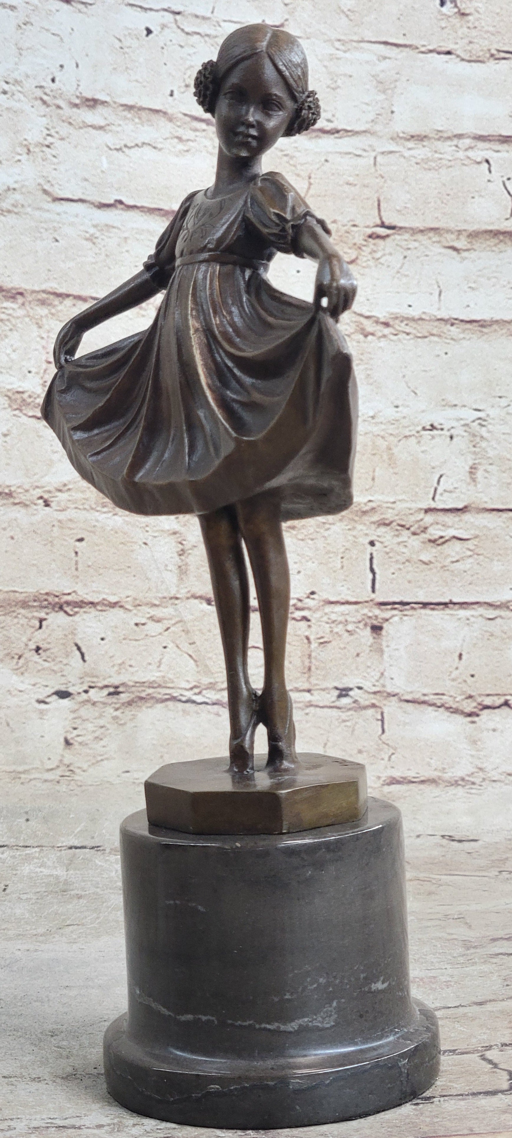 Signed Preiss Young Ballerina Bookend Bronze Sculpture