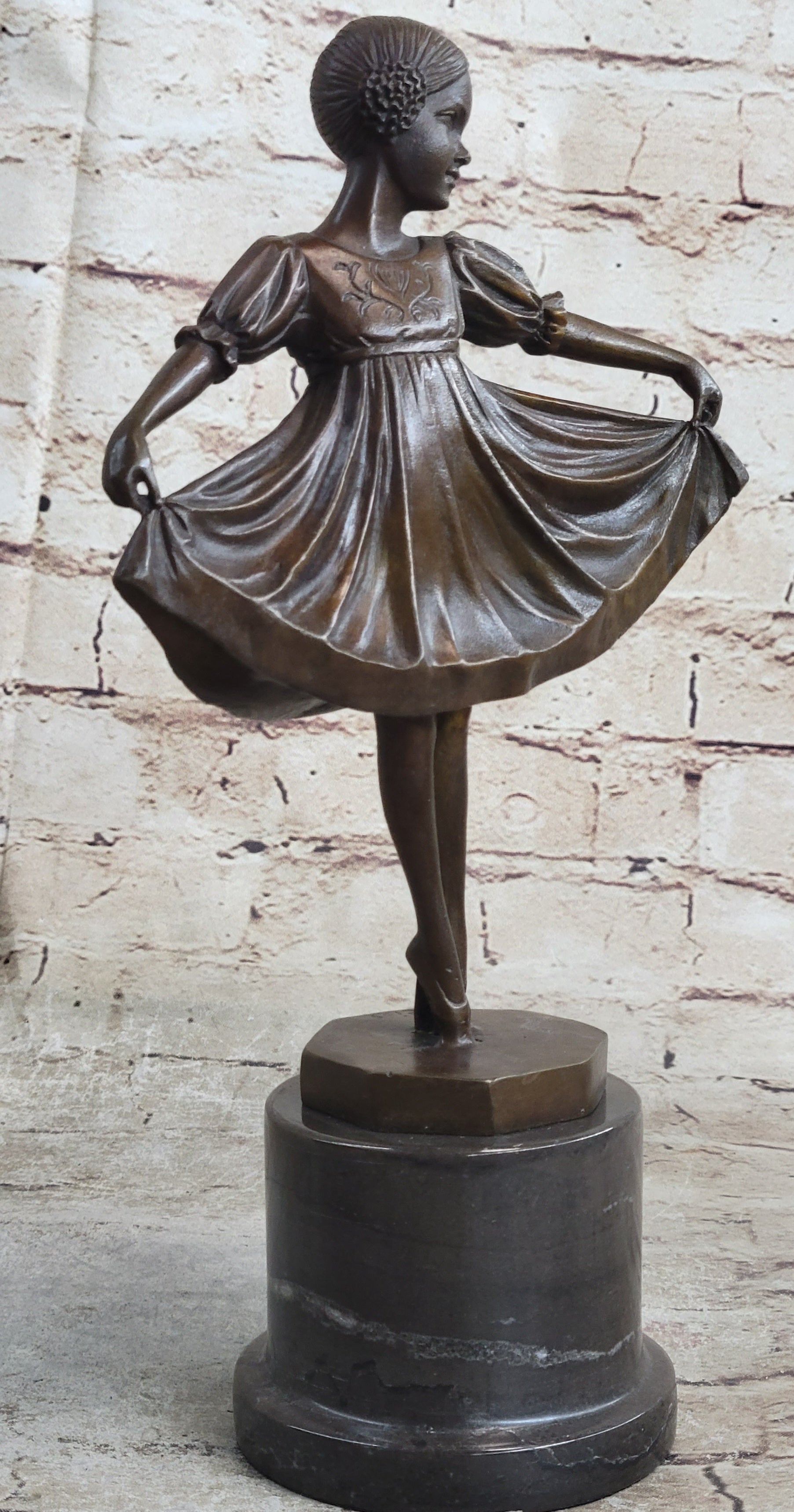 Signed Preiss Young Ballerina Bookend Bronze Sculpture