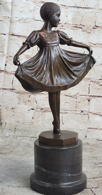 Signed Preiss Young Ballerina Bookend Bronze Sculpture