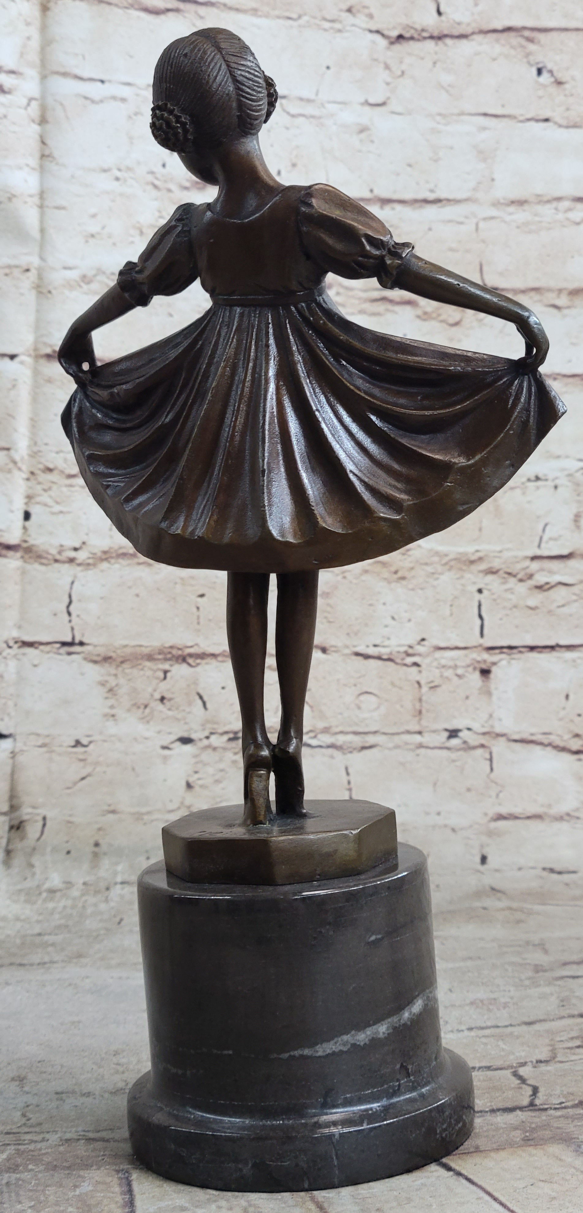 Signed Preiss Young Ballerina Bookend Bronze Sculpture