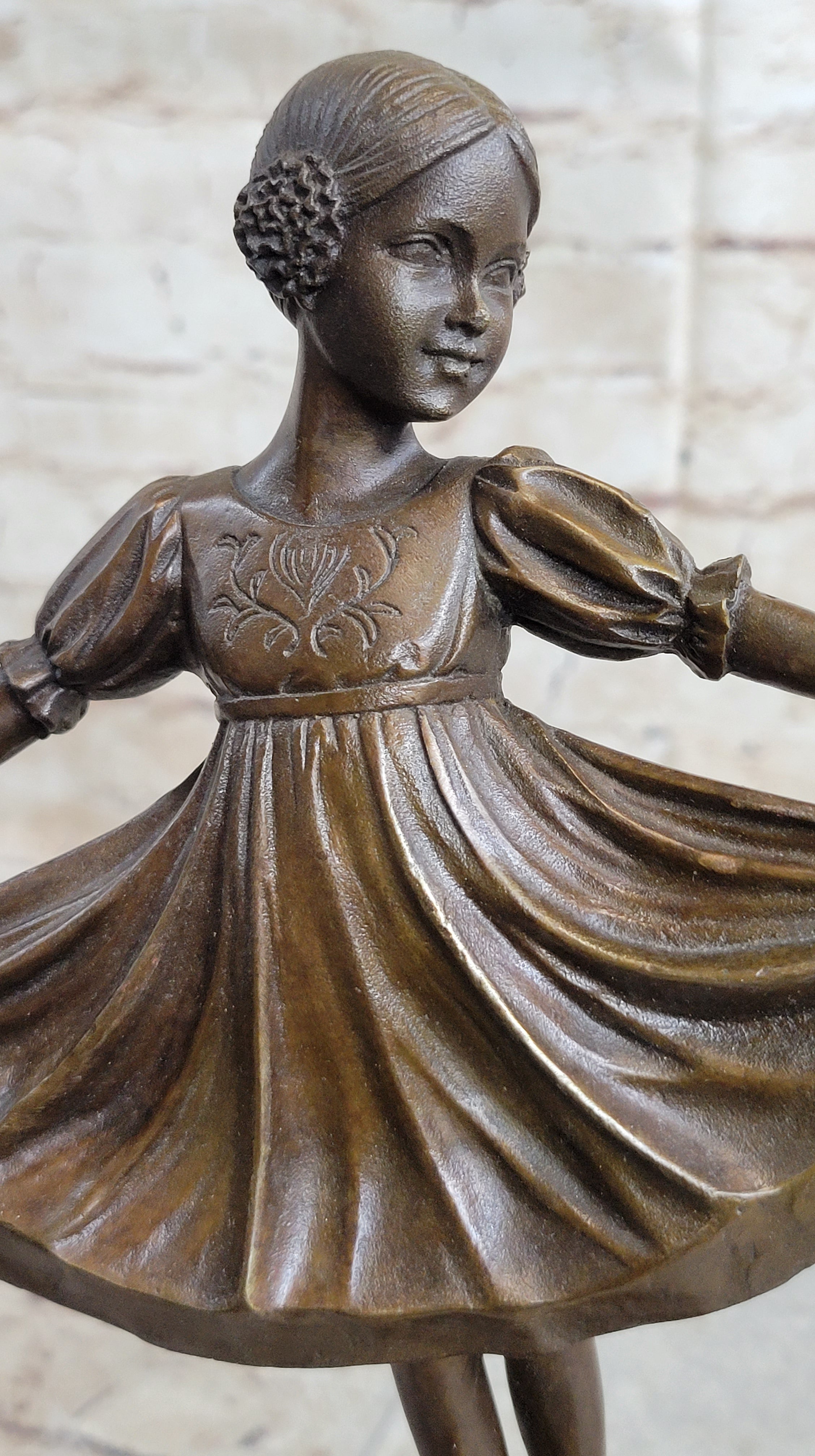 Signed Preiss Young Ballerina Bookend Bronze Sculpture