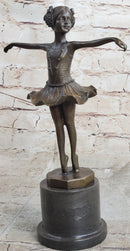 Hot Cast Bronze Young Ballerina Ballet Dancer on Marble Base