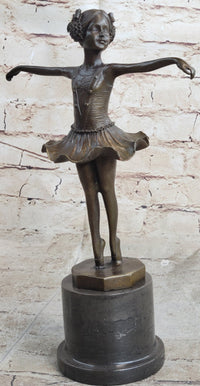 Hot Cast Bronze Young Ballerina Ballet Dancer on Marble Base