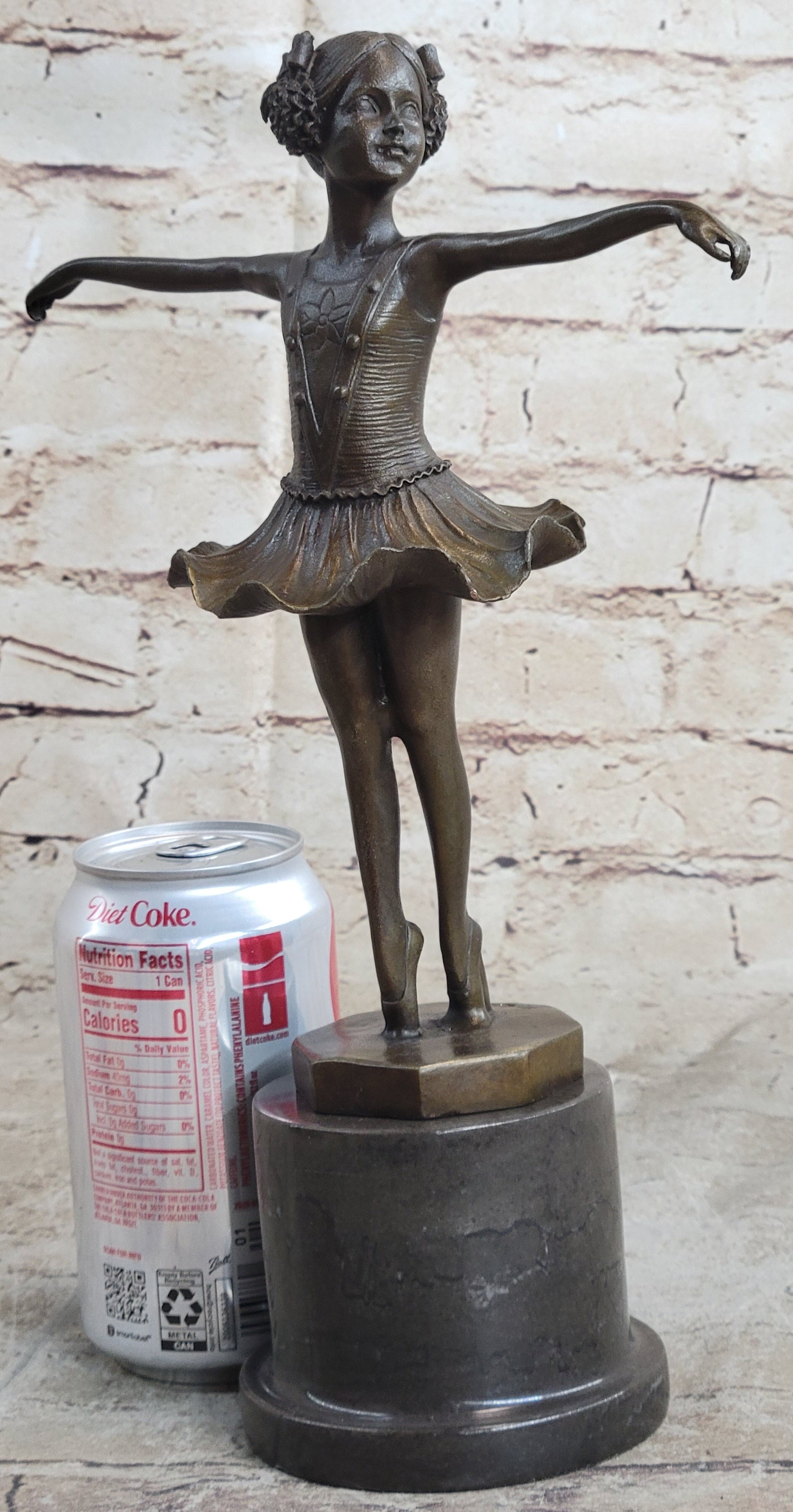 Hot Cast Bronze Young Ballerina Ballet Dancer on Marble Base