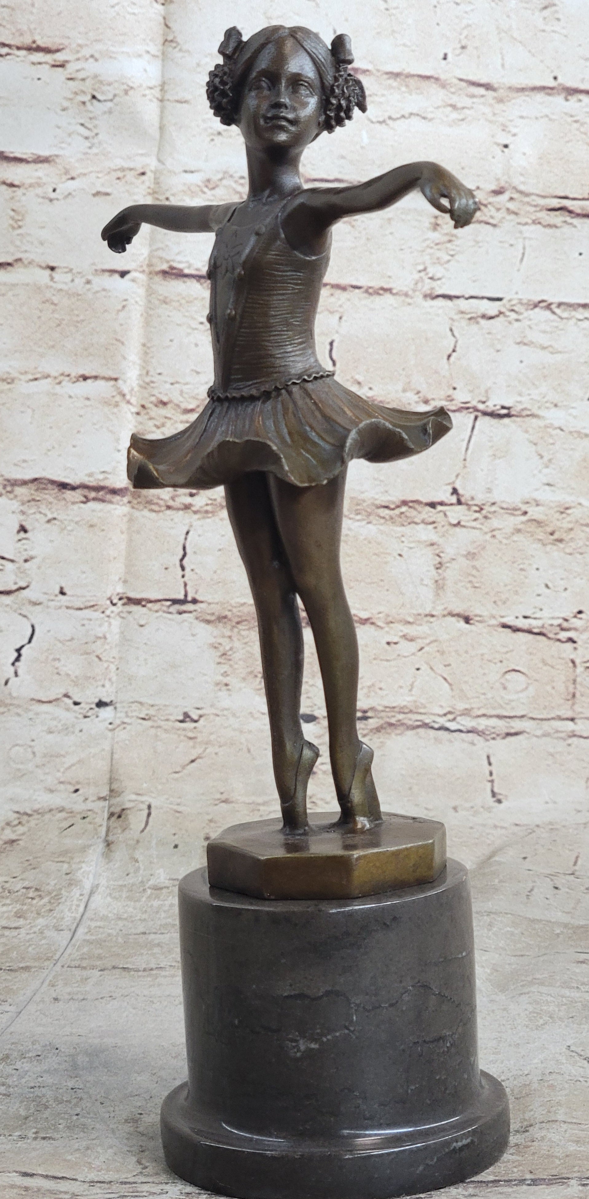 Hot Cast Bronze Young Ballerina Ballet Dancer on Marble Base