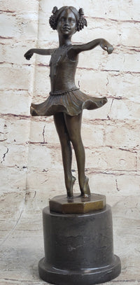Hot Cast Bronze Young Ballerina Ballet Dancer on Marble Base