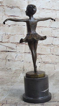 Hot Cast Bronze Young Ballerina Ballet Dancer on Marble Base
