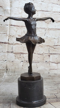 Hot Cast Bronze Young Ballerina Ballet Dancer on Marble Base