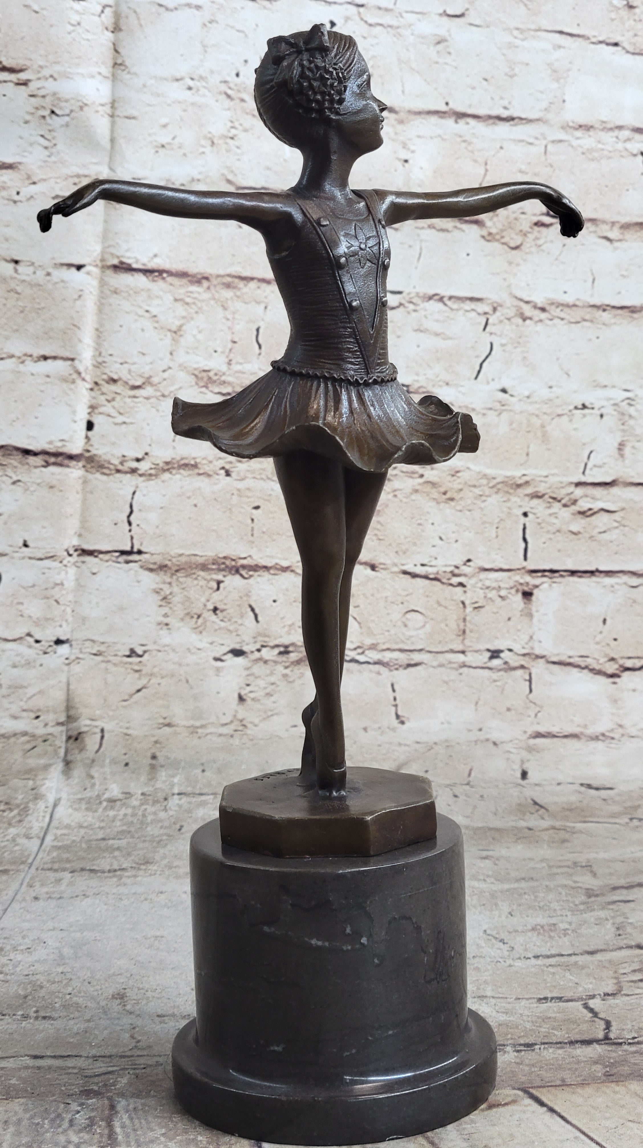 Hot Cast Bronze Young Ballerina Ballet Dancer on Marble Base