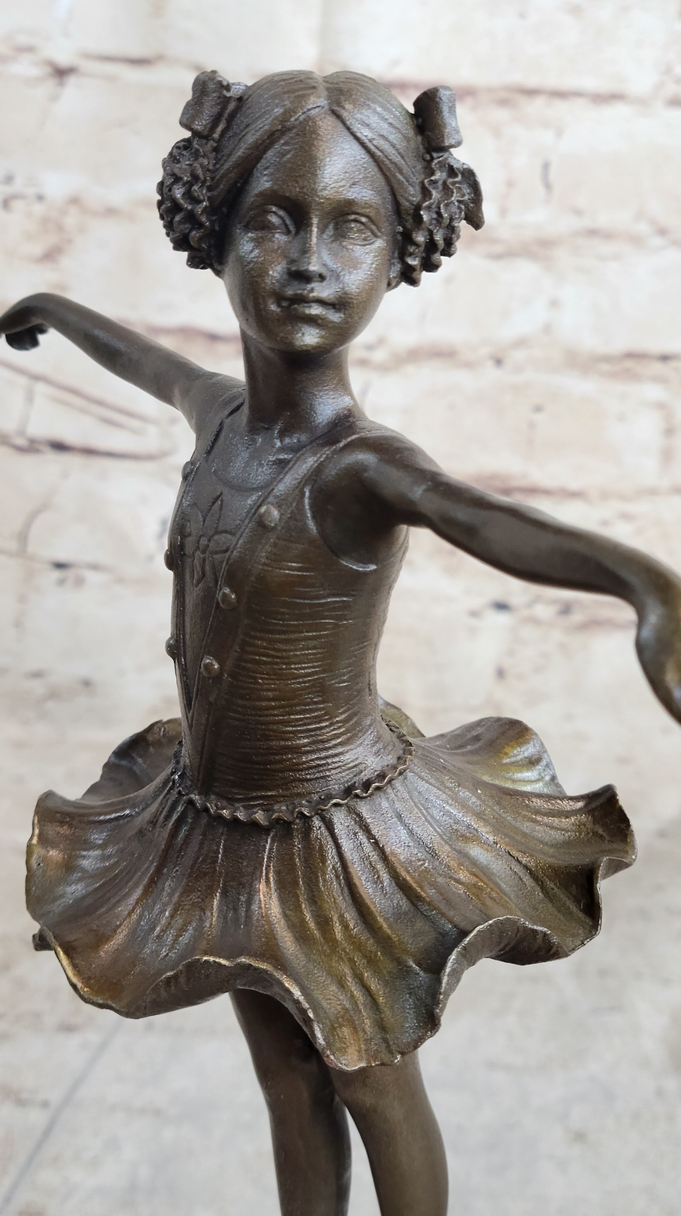 Hot Cast Bronze Young Ballerina Ballet Dancer on Marble Base