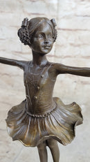 Hot Cast Bronze Young Ballerina Ballet Dancer on Marble Base