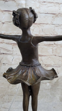 Hot Cast Bronze Young Ballerina Ballet Dancer on Marble Base