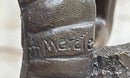 Muscular Busty Woman Egyptian Headdress Cobra Snake Bronze Sculpture