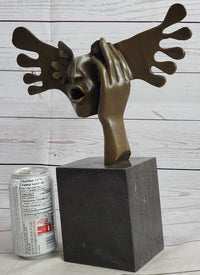 Signed Dali Abstract Female Sunshine Bronze Sculpture Marble Base