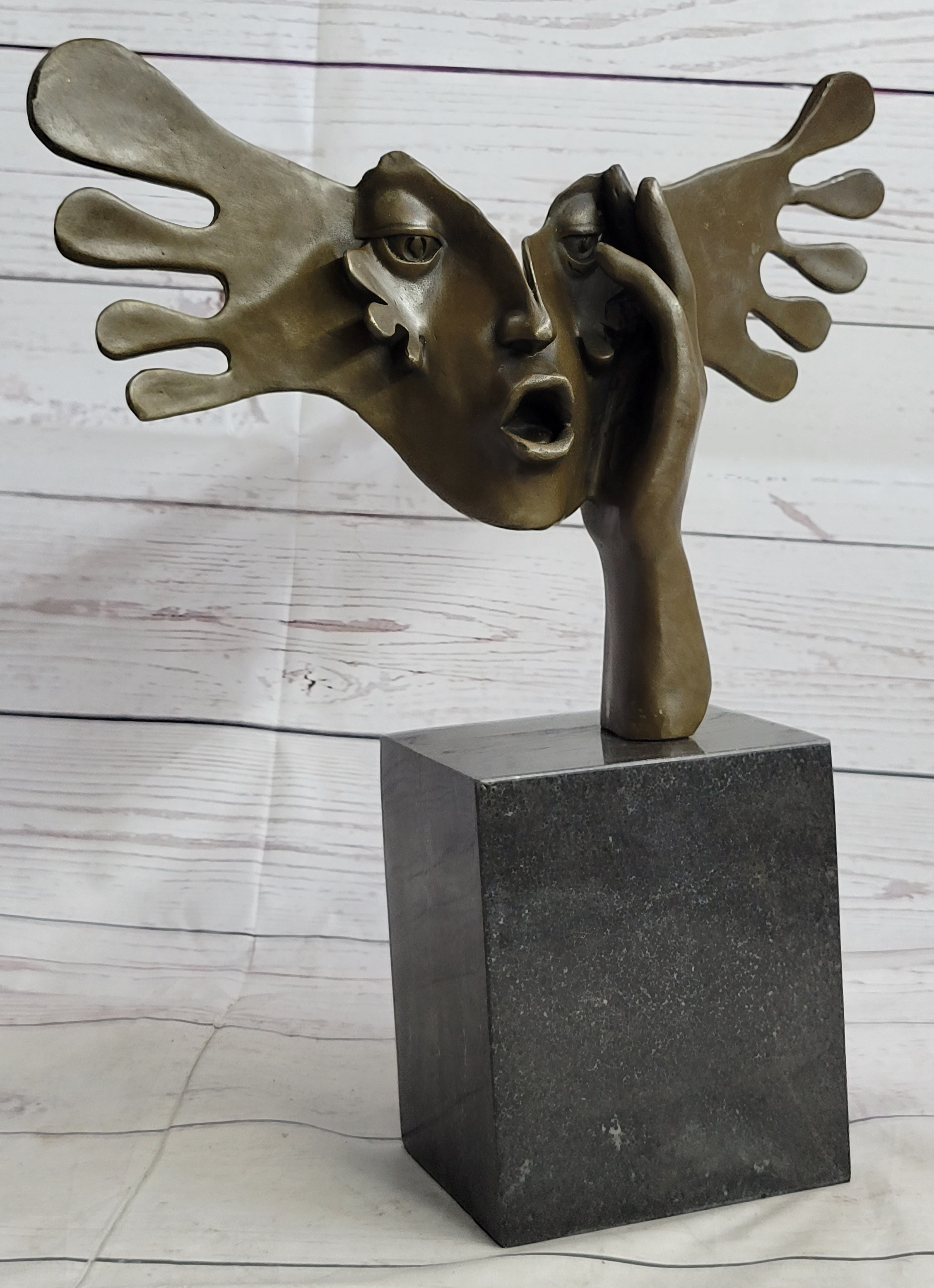Signed Dali Abstract Female Sunshine Bronze Sculpture Marble Base