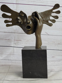 Signed Dali Abstract Female Sunshine Bronze Sculpture Marble Base