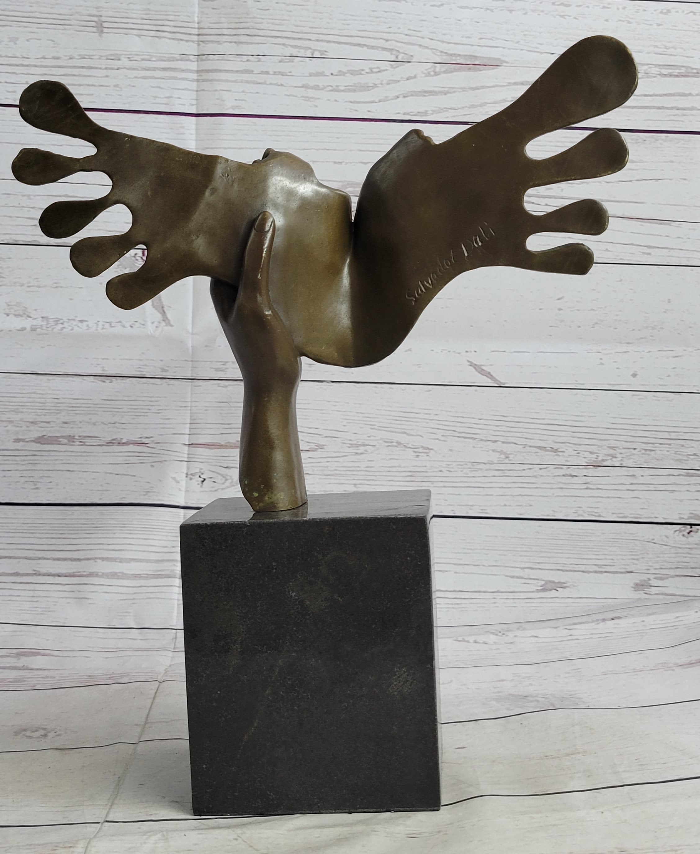 Signed Dali Abstract Female Sunshine Bronze Sculpture Marble Base