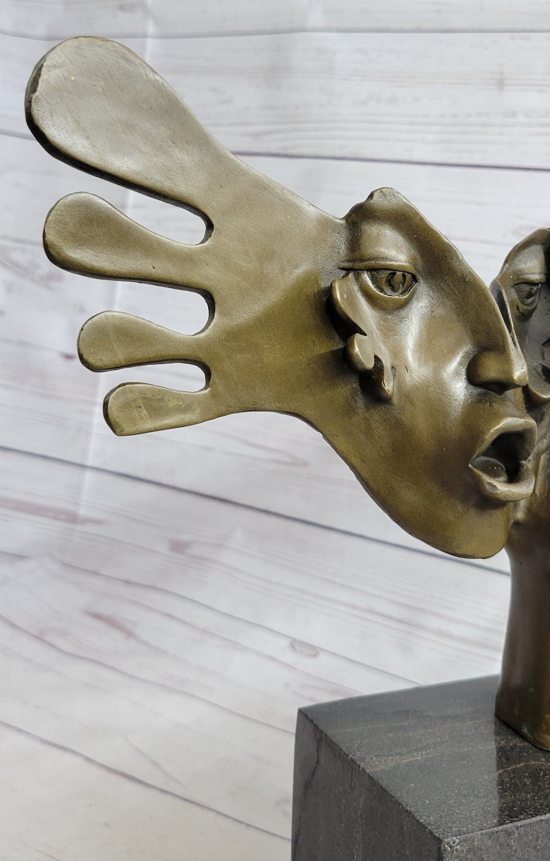 Signed Dali Abstract Female Sunshine Bronze Sculpture Marble Base