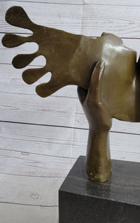 Signed Dali Abstract Female Sunshine Bronze Sculpture Marble Base