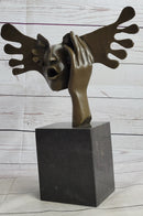 Signed Dali Abstract Female Sunshine Bronze Sculpture Marble Base