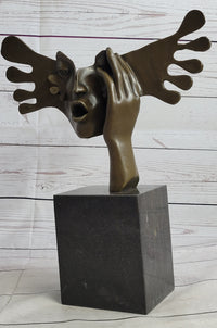 Signed Dali Abstract Female Sunshine Bronze Sculpture Marble Base