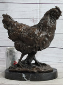 Bronze Sculpture Large Chicken Rooster Farm Animal Marble