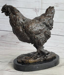 Bronze Sculpture Large Chicken Rooster Farm Animal Marble
