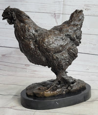 Bronze Sculpture Large Chicken Rooster Farm Animal Marble