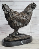 Bronze Sculpture Large Chicken Rooster Farm Animal Marble