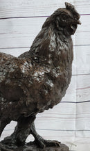 Bronze Sculpture Large Chicken Rooster Farm Animal Marble