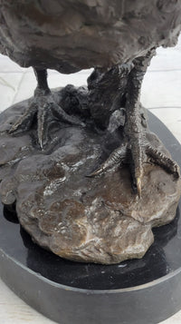 Bronze Sculpture Large Chicken Rooster Farm Animal Marble