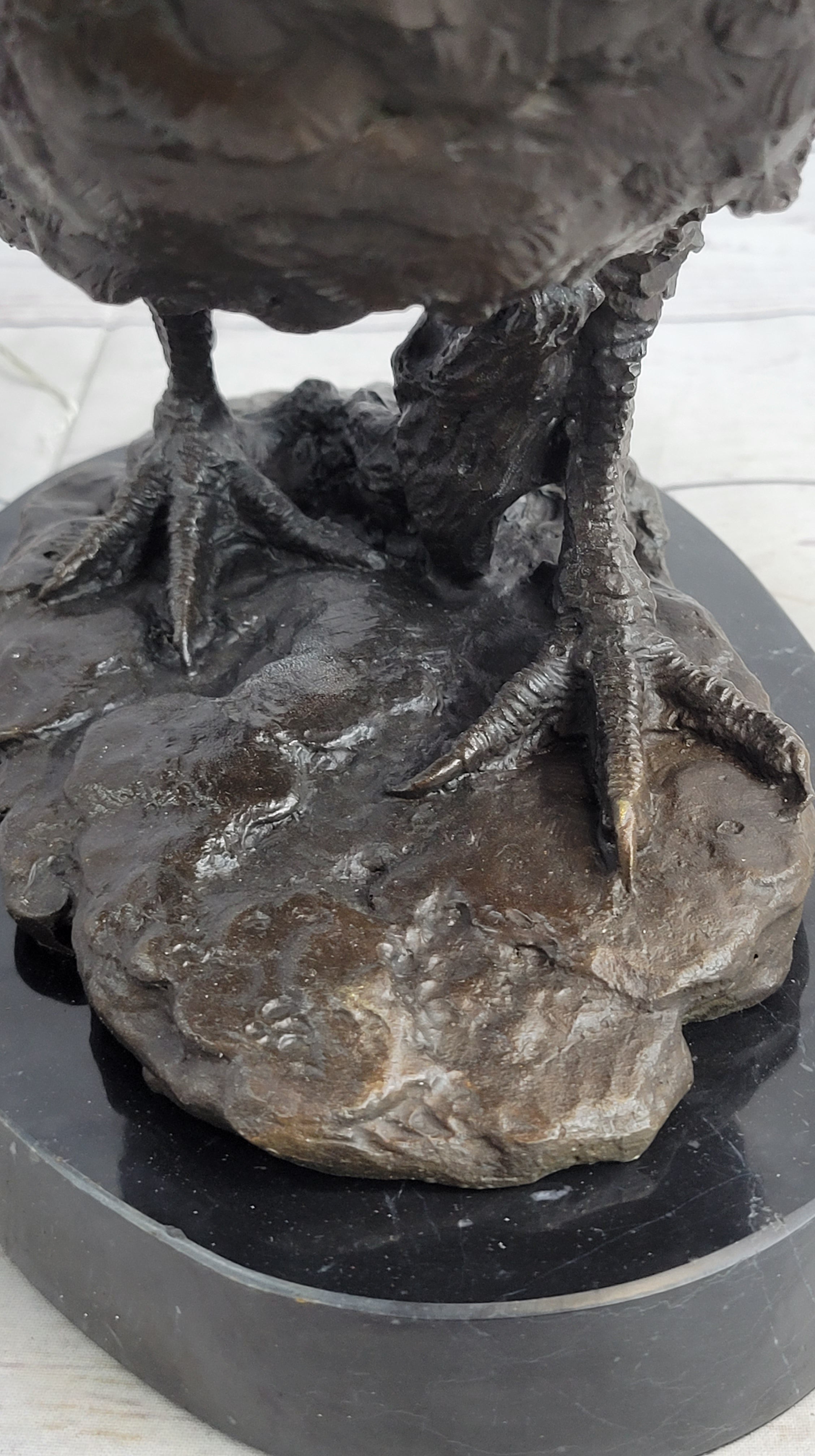 Bronze Sculpture Large Chicken Rooster Farm Animal Marble