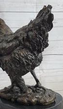 Bronze Sculpture Large Chicken Rooster Farm Animal Marble