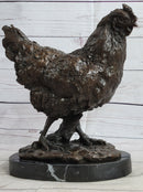 Bronze Sculpture Large Chicken Rooster Farm Animal Marble