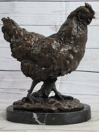 Bronze Sculpture Large Chicken Rooster Farm Animal Marble
