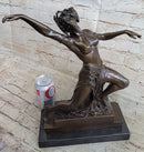 Graceful Nude Female Dancer Bronze Statue Sculpture Figure Signed Gory 15" x 13"
